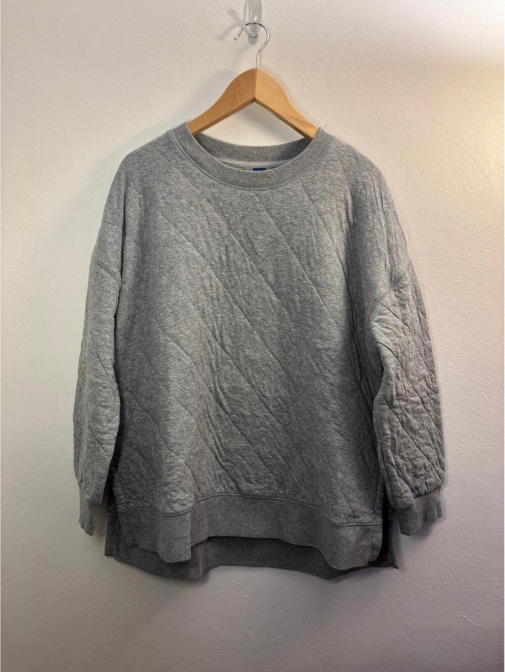Old Navy Oversized Quilted Light Gray Sweatshirt Size Large